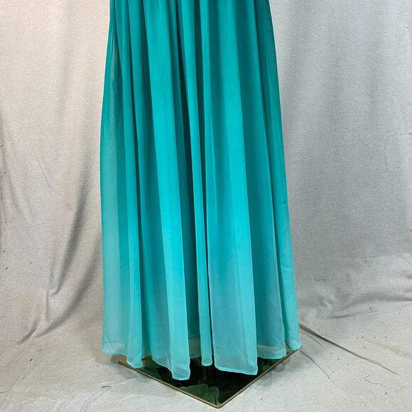 Y2K La Femme Womens Ombre Mermaid Maxi Dress Size 14 Chiffon Fairy Tinkerbell - Picture 6 of 16